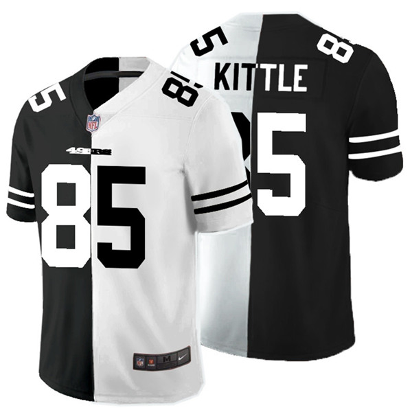 Men's San Francisco 49ers #85 George Kittle Black White Split 2020 Stitched Jersey